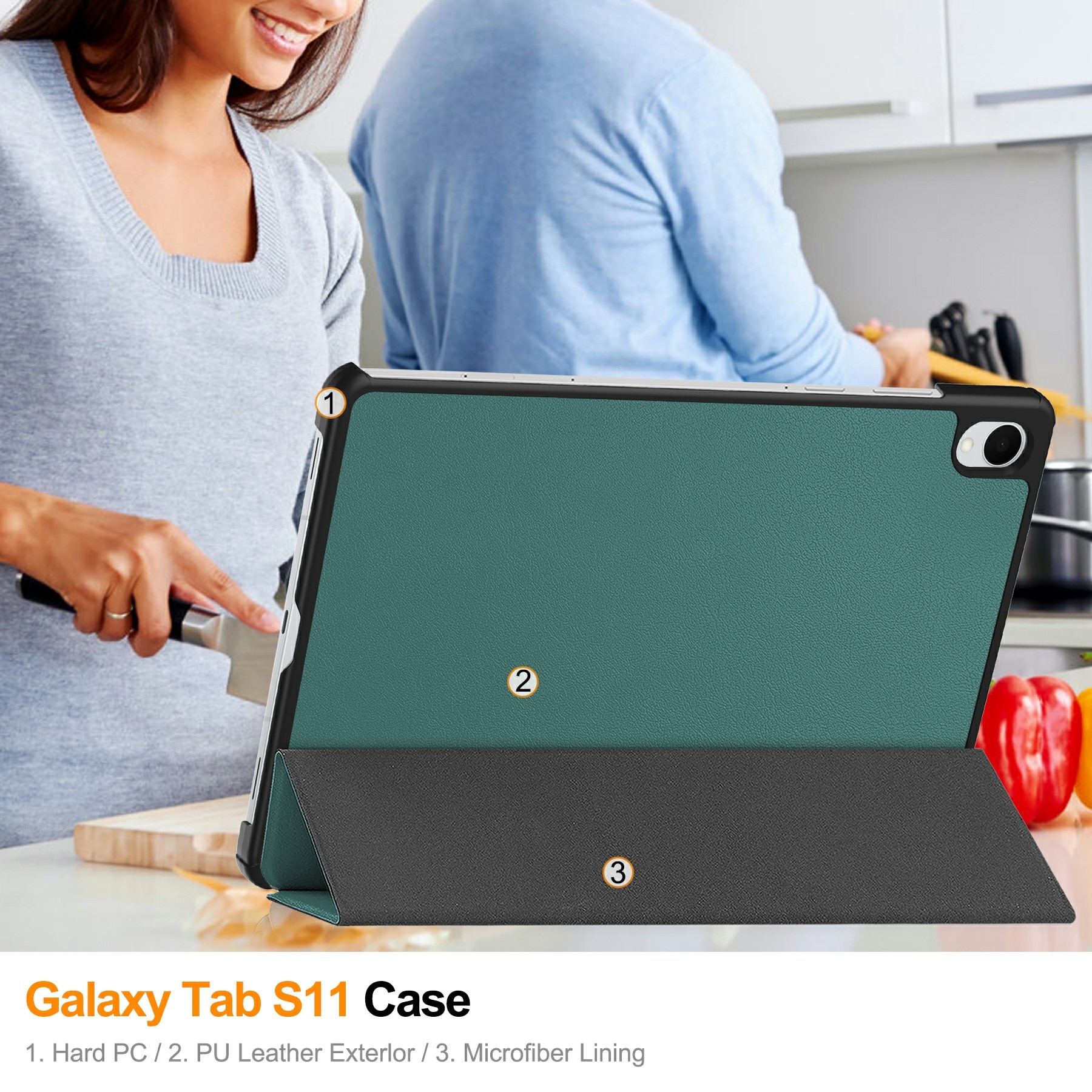 Etui Tri-fold Samsung Galaxy Tab S11 Grøn