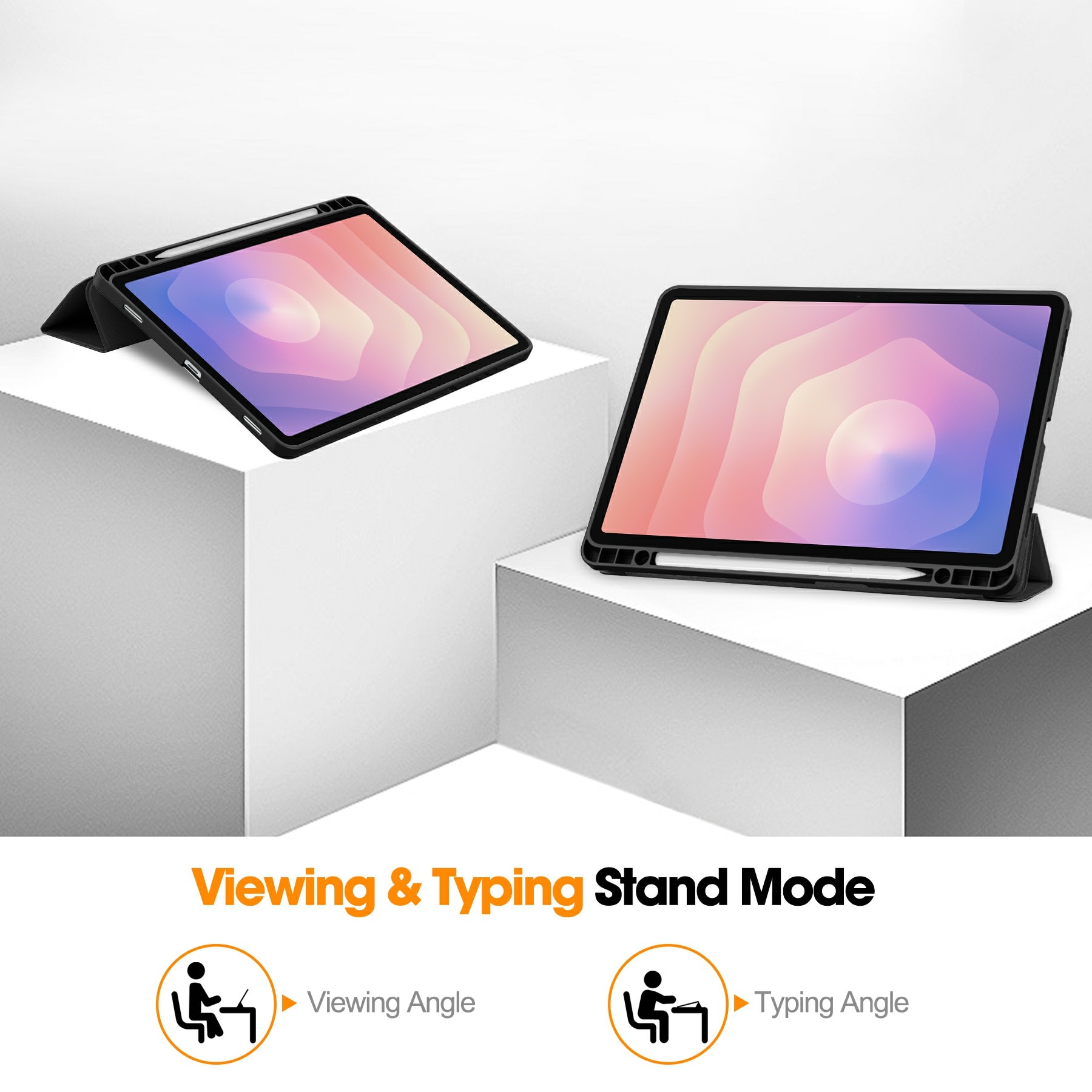 Samsung Galaxy Tab S11 Etui Tri-fold med Pencil-holder Sort