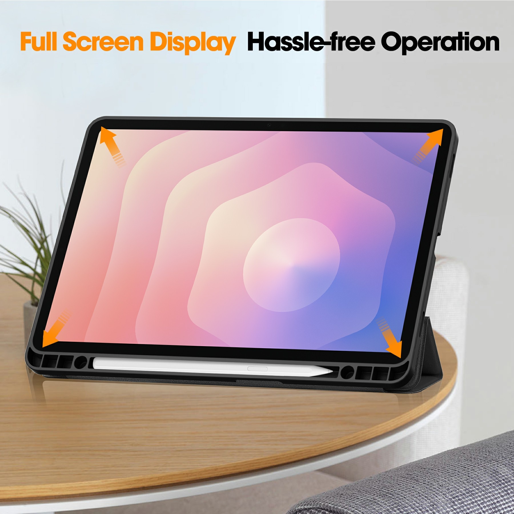 Samsung Galaxy Tab S11 Etui Tri-fold med Pencil-holder Sort