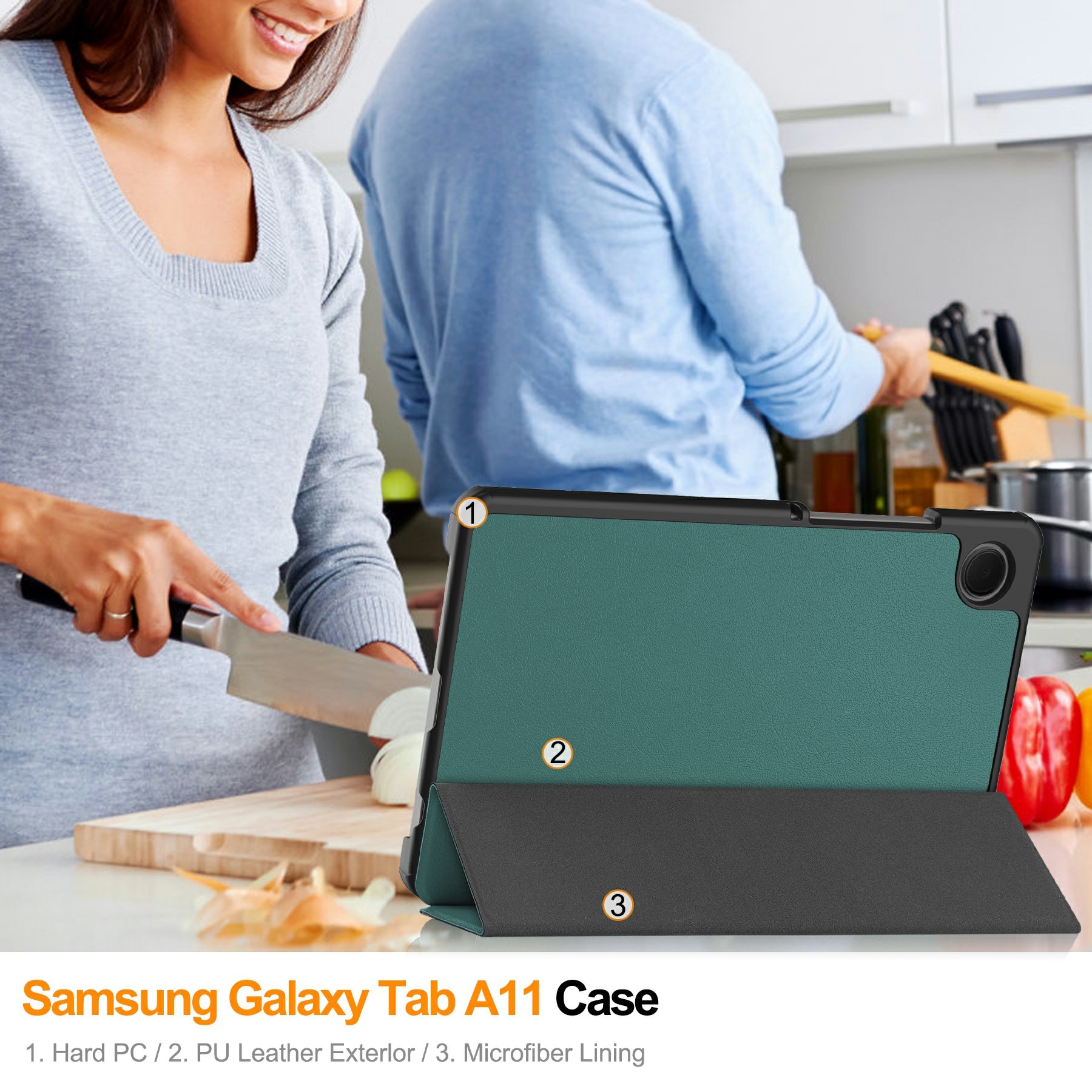 Etui Tri-fold Samsung Galaxy Tab A11 Grøn