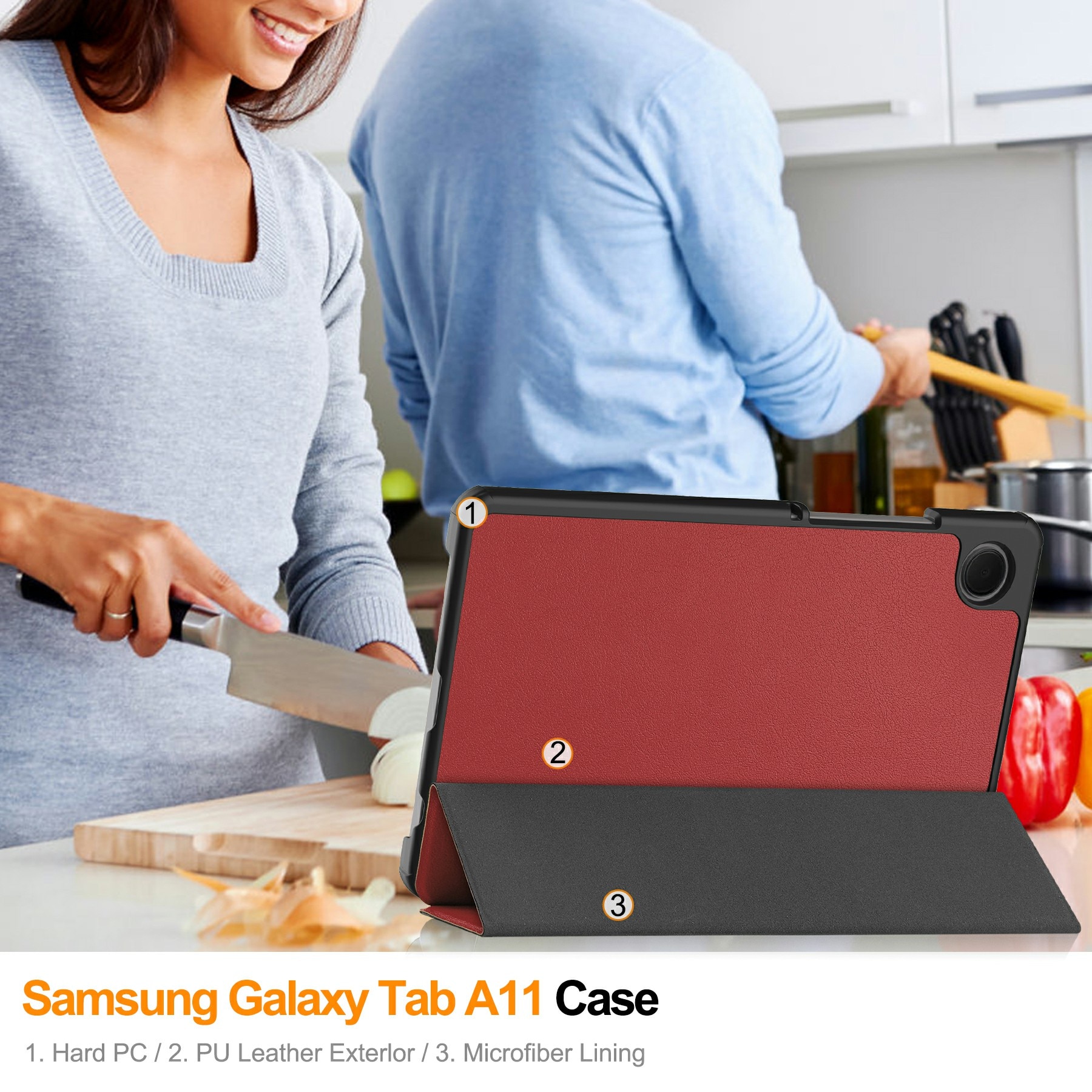 Etui Tri-fold Samsung Galaxy Tab A11 Rød