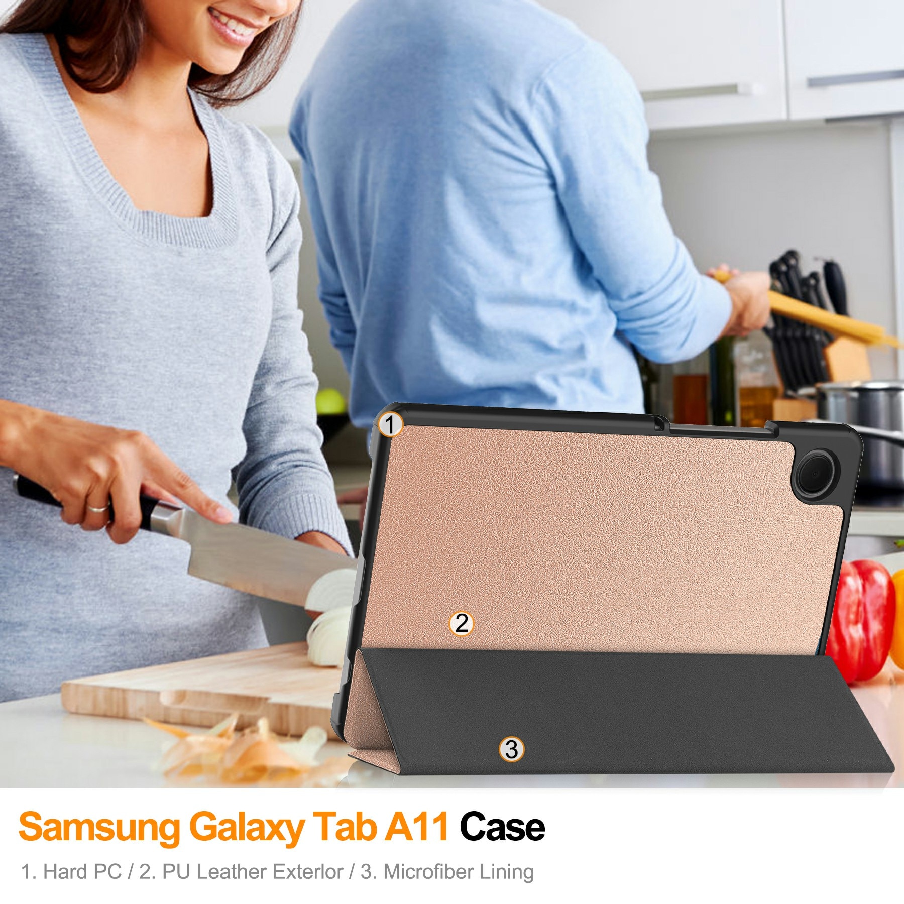 Etui Tri-fold Samsung Galaxy Tab A11 Rose guld