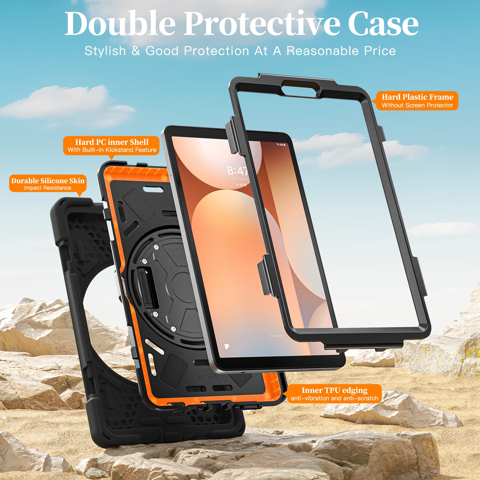 Stødsikker Hybridcover Samsung Galaxy Tab A11 Plus sort