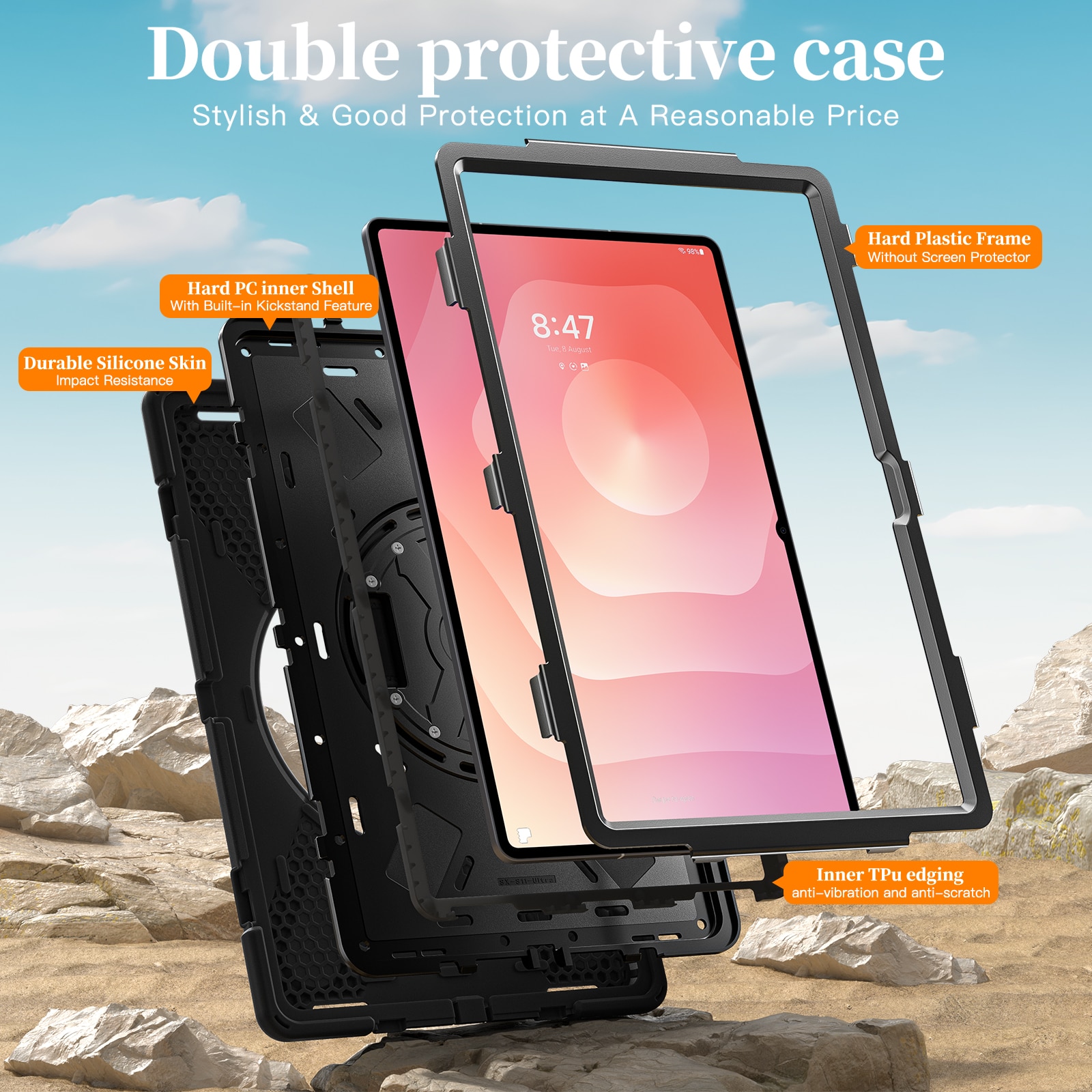 Stødsikker Hybridcover Samsung Galaxy Tab S11 Ultra sort