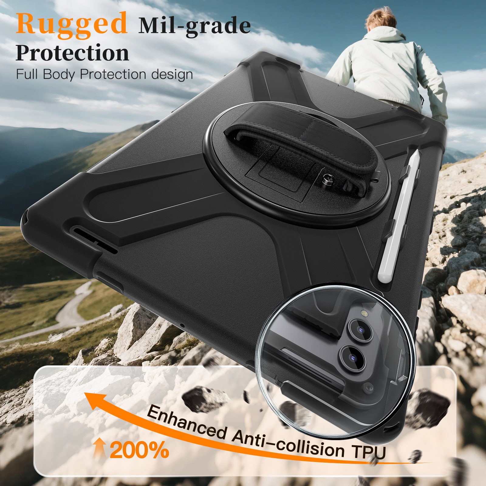 Stødsikker Hybridcover Samsung Galaxy Tab S11 Ultra sort