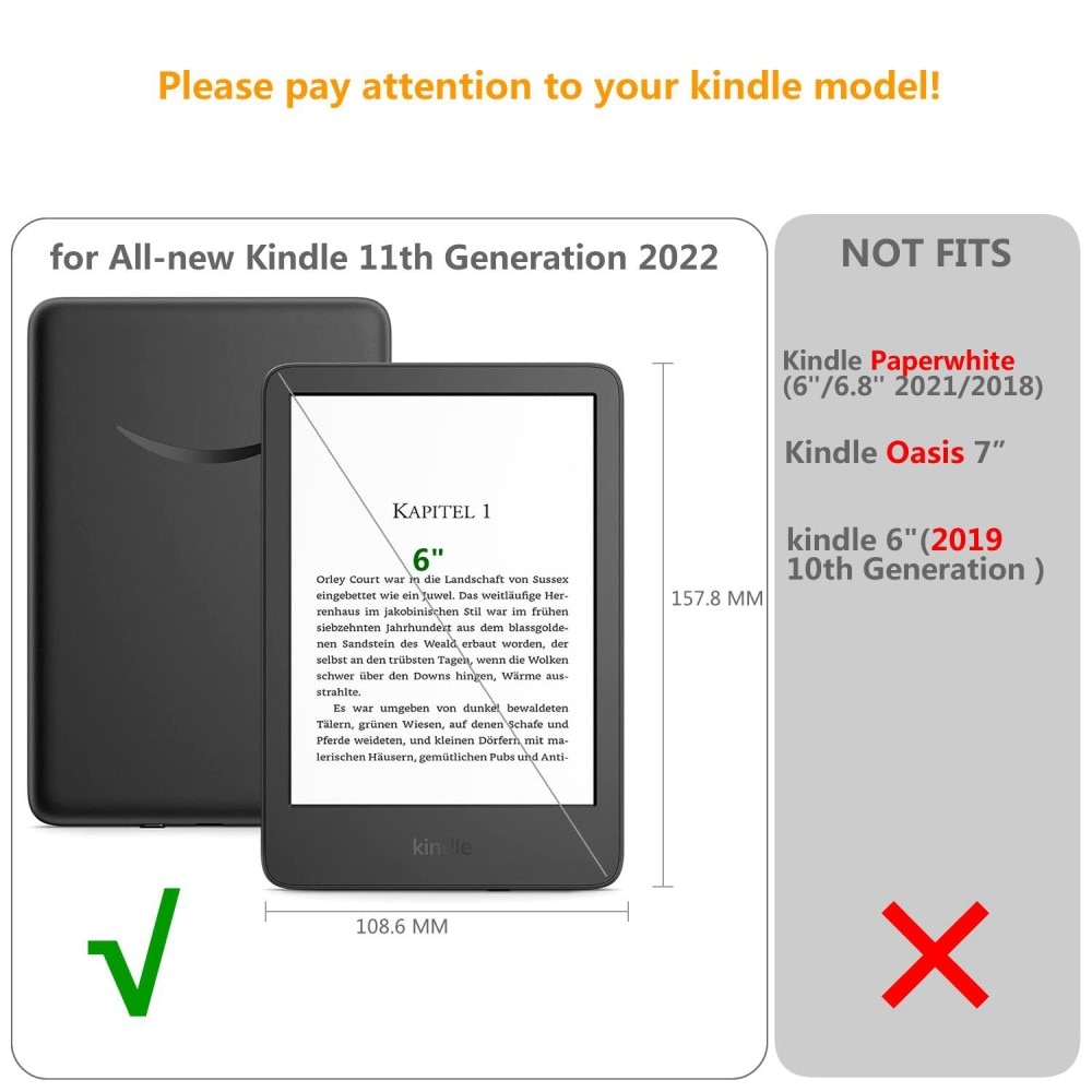 Etui håndstrop Amazon Kindle 2022 11th gen sort