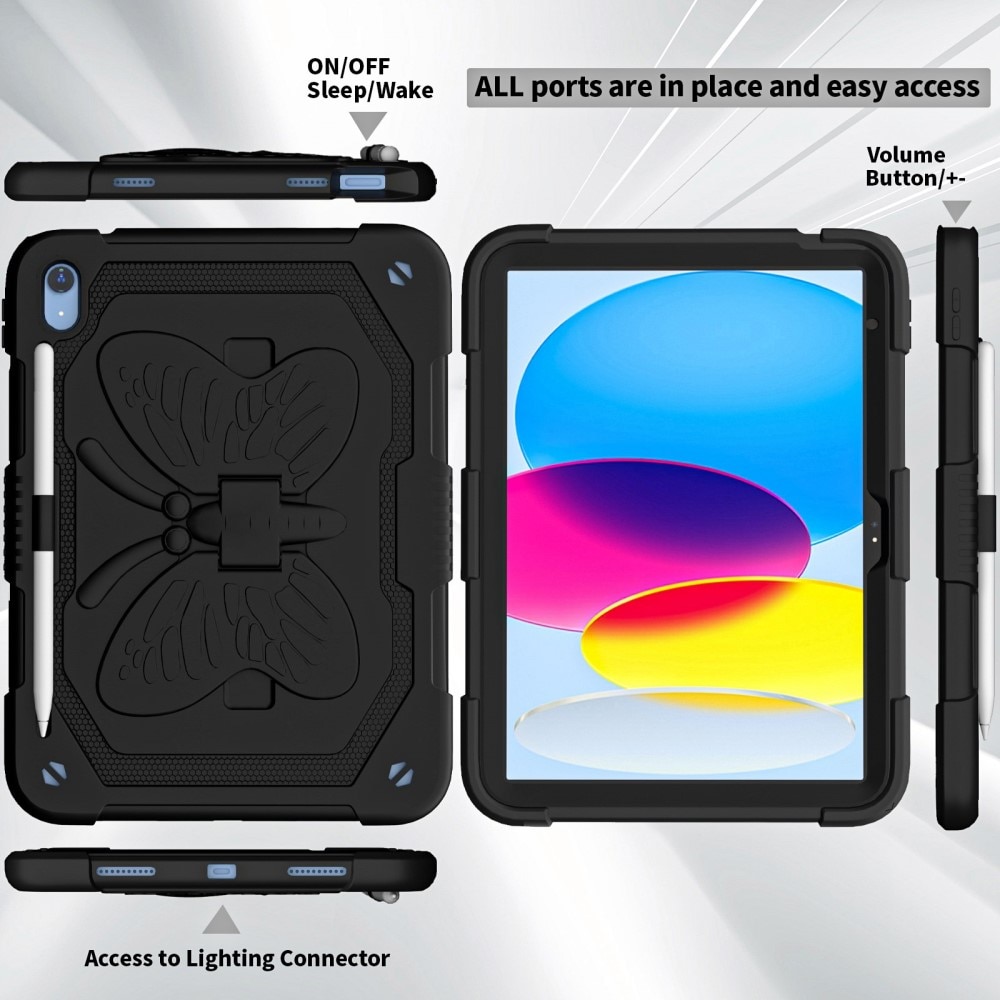 Hybridcover sommerfugl iPad 10.9 10th Gen (2022) sort