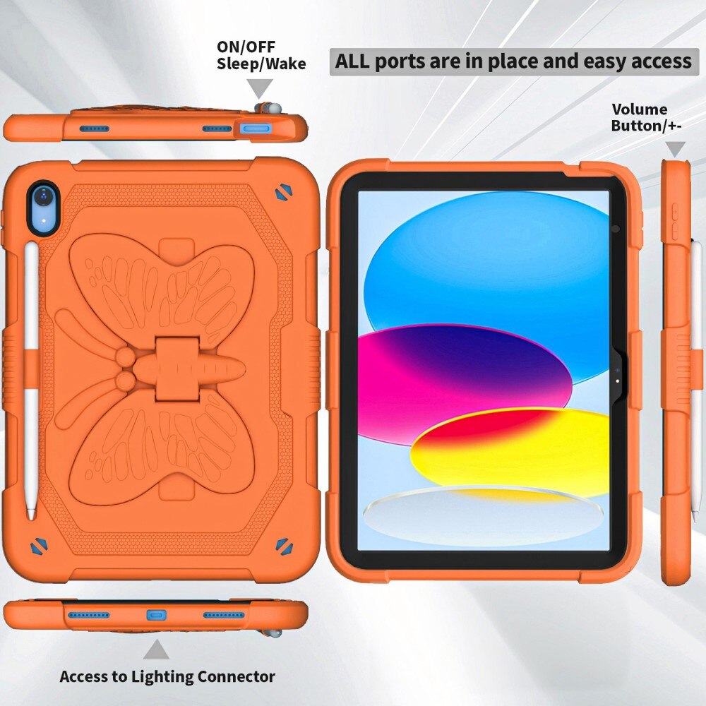 Hybridcover sommerfugl iPad 10.9 10th Gen (2022) orange