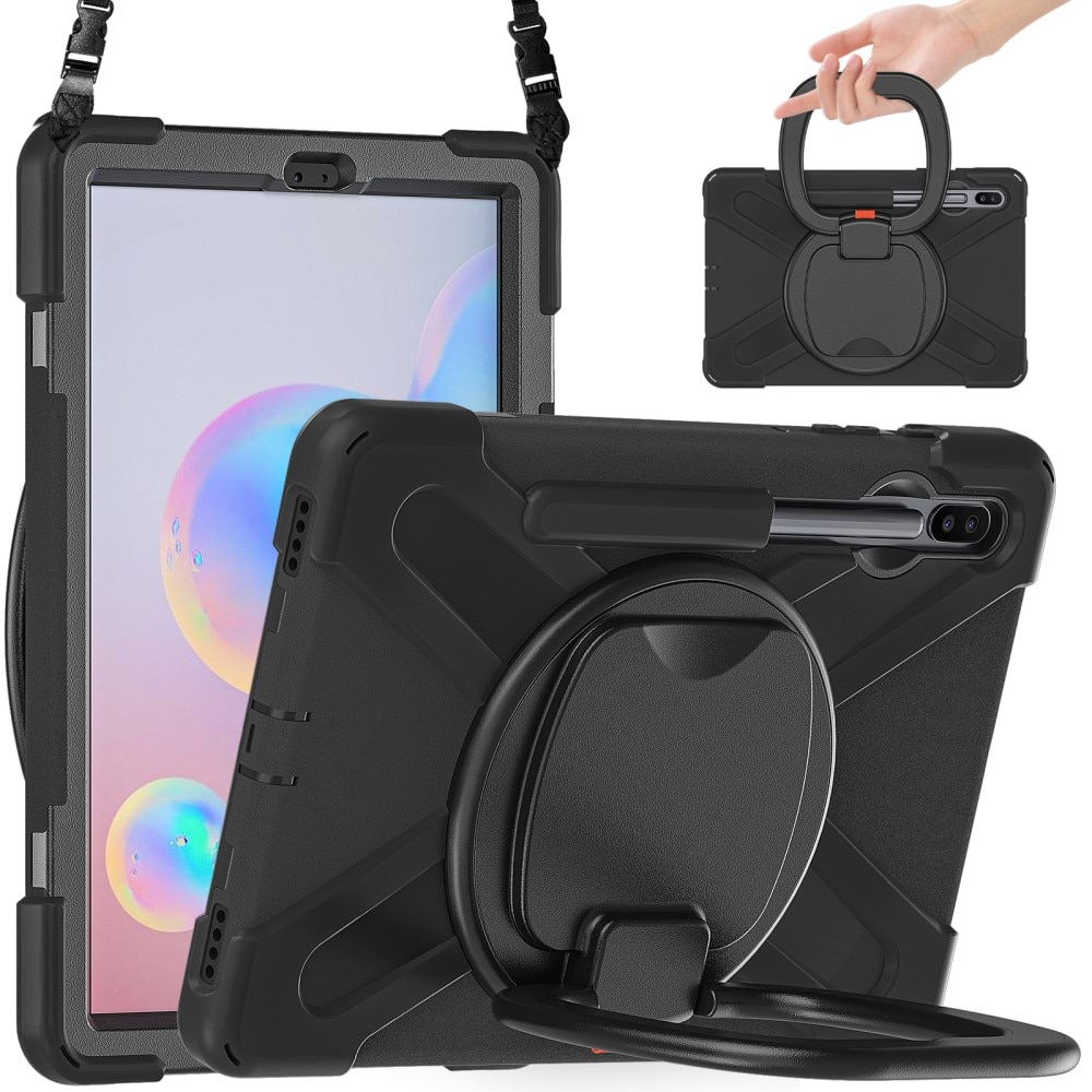 Kickstand Hybrid Case med skulderrem Samsung Galaxy Tab S6 10.5 sort