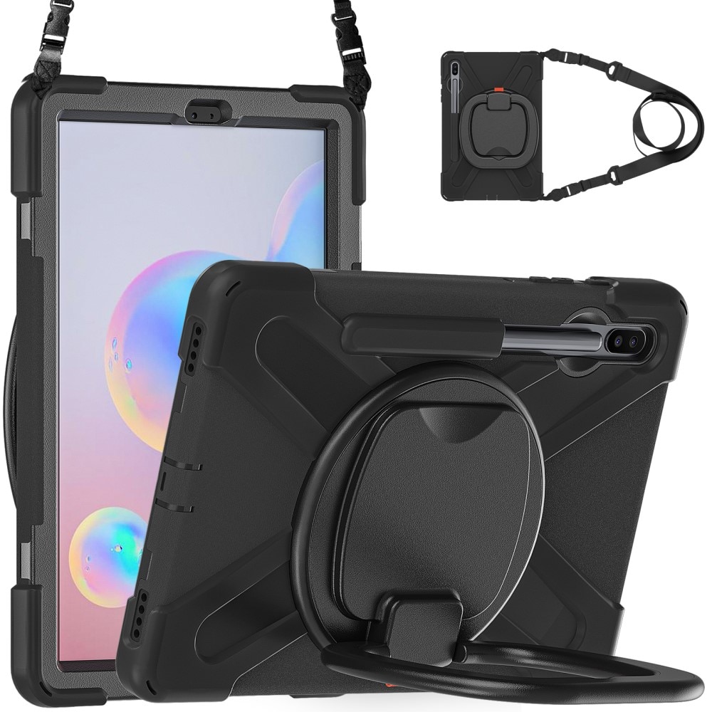 Kickstand Hybrid Case med skulderrem Samsung Galaxy Tab S6 10.5 sort