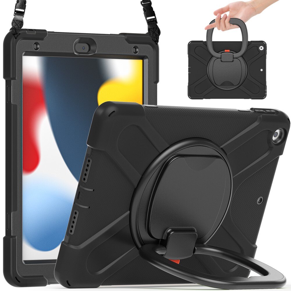 Hybrid-etui med Kickstand og skulderrem iPad 10.2 9th Gen (2021) sort