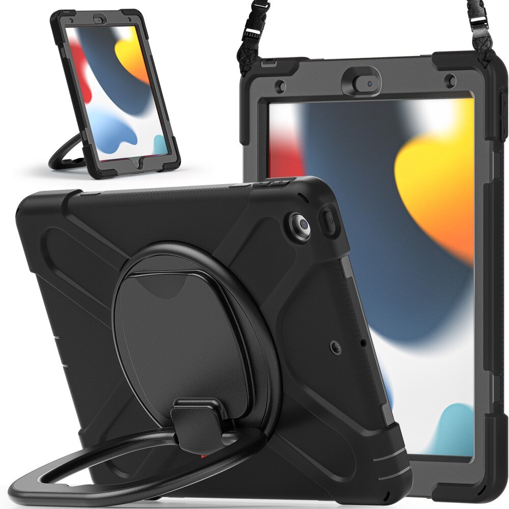 Hybrid-etui med Kickstand og skulderrem iPad 10.2 7th Gen (2019) sort