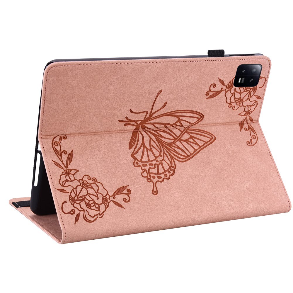 Læderetui Sommerfugle Xiaomi Pad 6 Lyserød