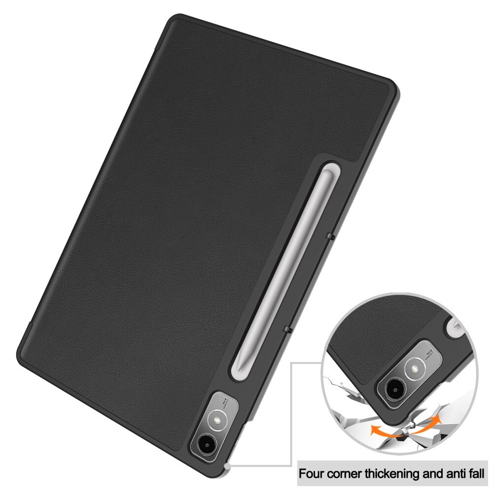 Lenovo Tab P12 Etui Tri-fold med Pencil-holder sort