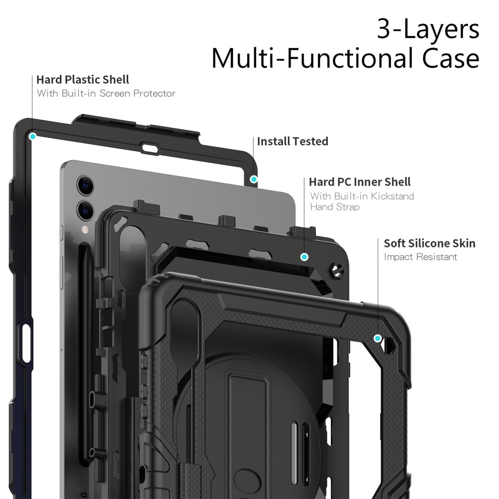 Stødsikker Full Protection Hybridcover Samsung Galaxy Tab S9 Plus sort