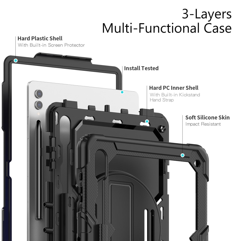 Stødsikker Full Protection Hybridcover Samsung Galaxy Tab S9 Ultra sort