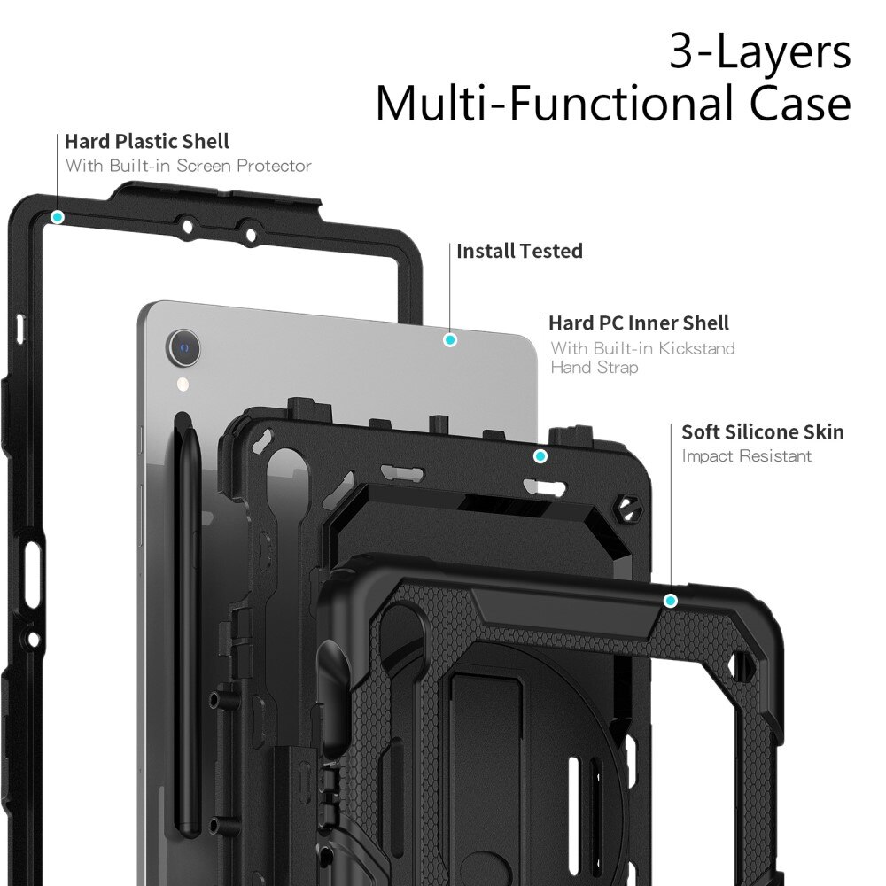 Stødsikker Full Protection Hybridcover Samsung Galaxy Tab S9 sort