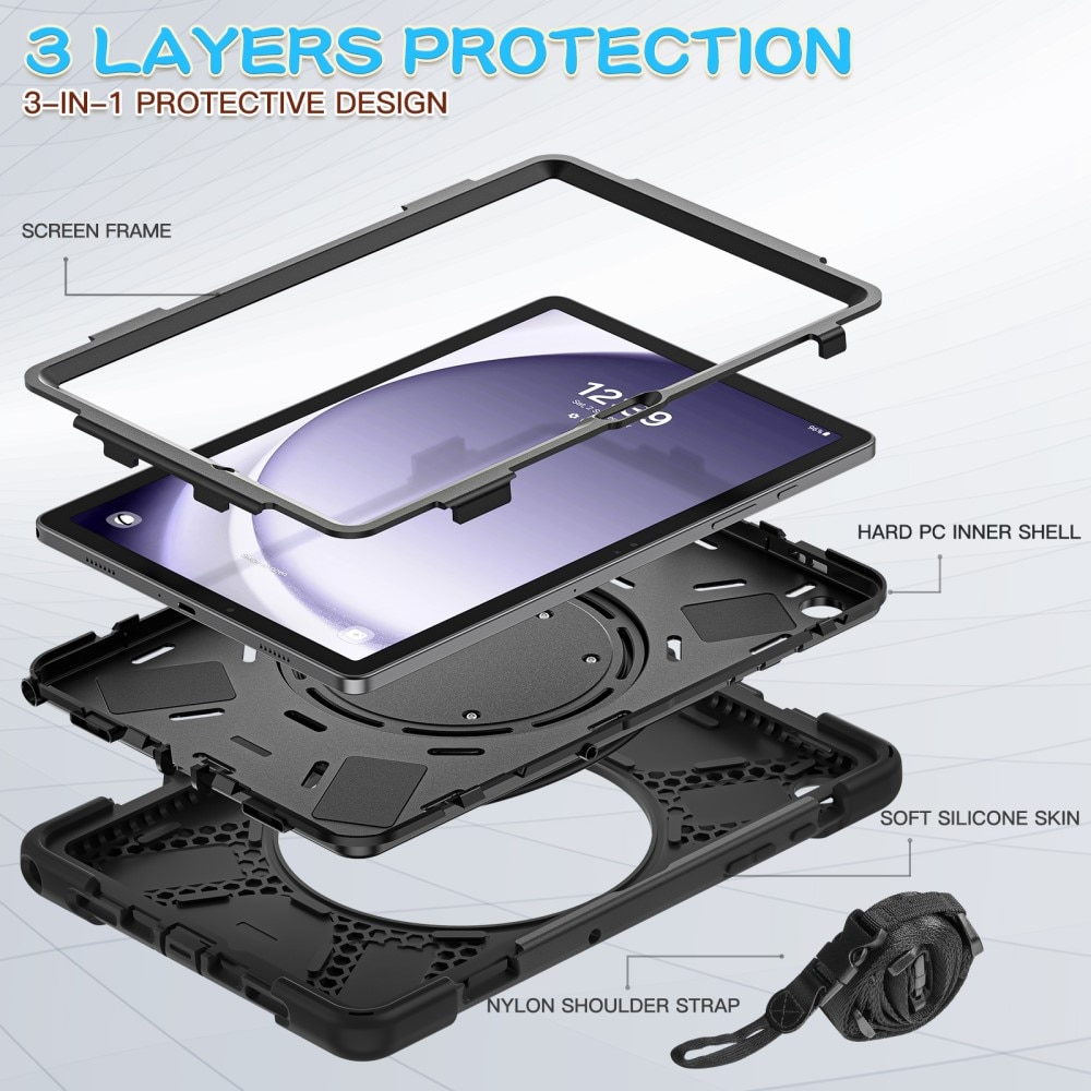 Hybrid-etui med Kickstand og skulderrem Samsung Galaxy Tab A9 Plus sort