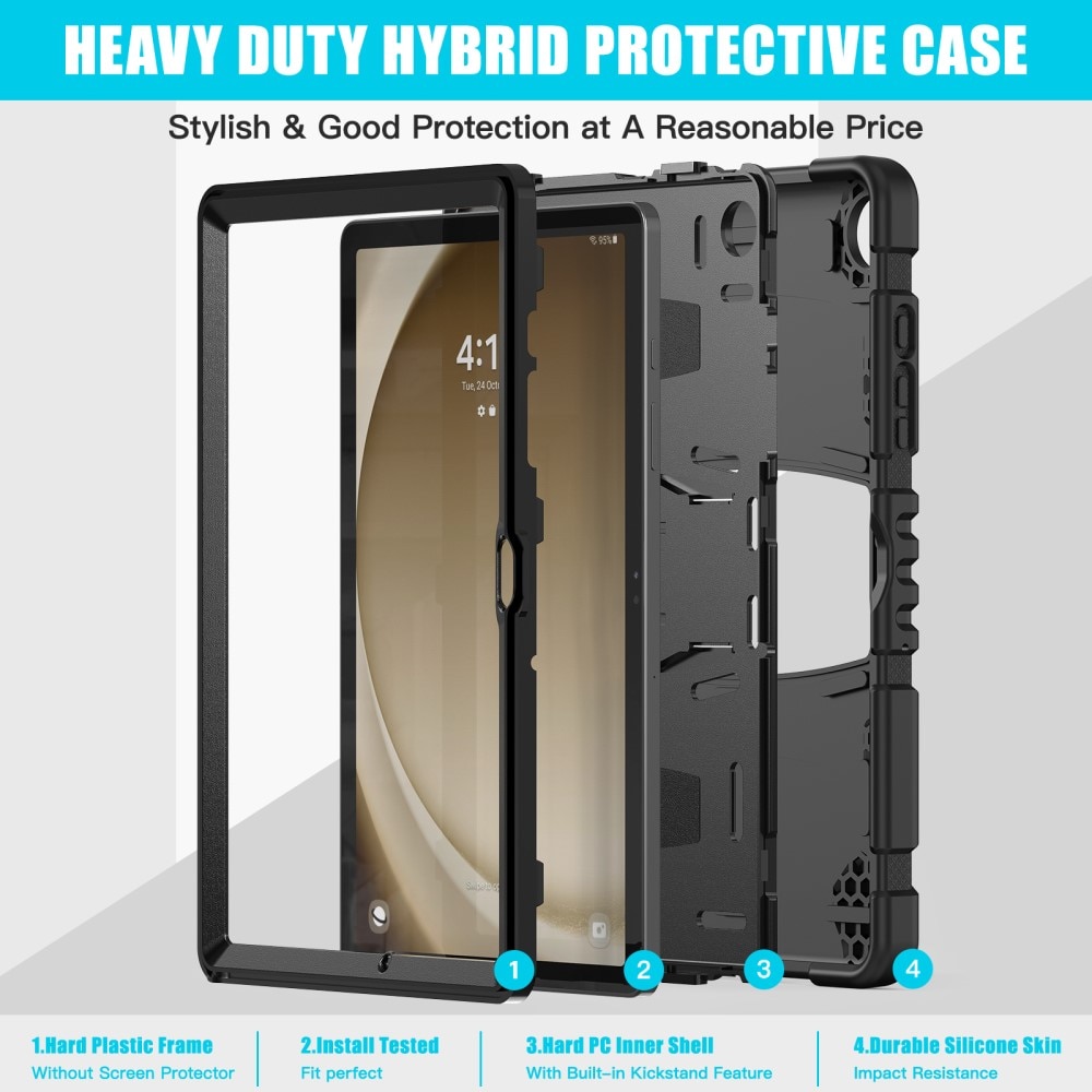 Stødsikker Hybridcover Kickstand Samsung Galaxy Tab A9 Plus sort