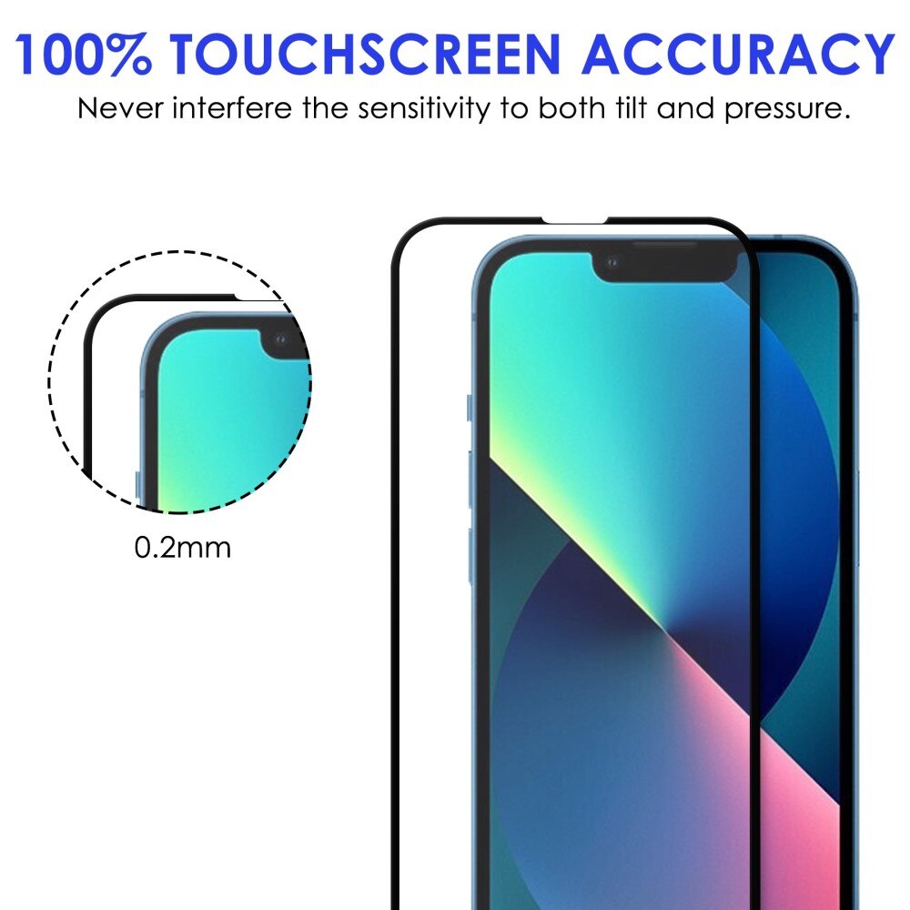 Full-fit Hærdet Glas Skærmbeskytter iPhone 14 sort