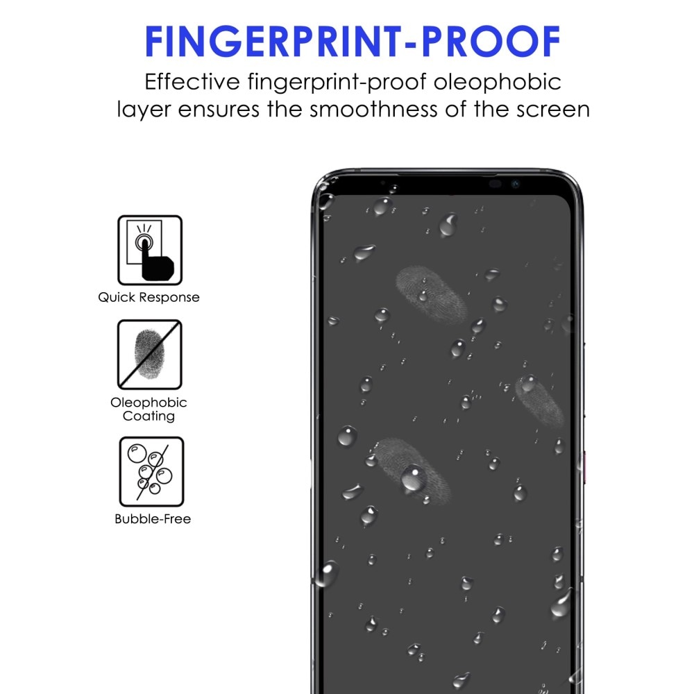 Full-fit Hærdet Glas Skærmbeskytter Asus ROG Phone 6/6 Pro sort