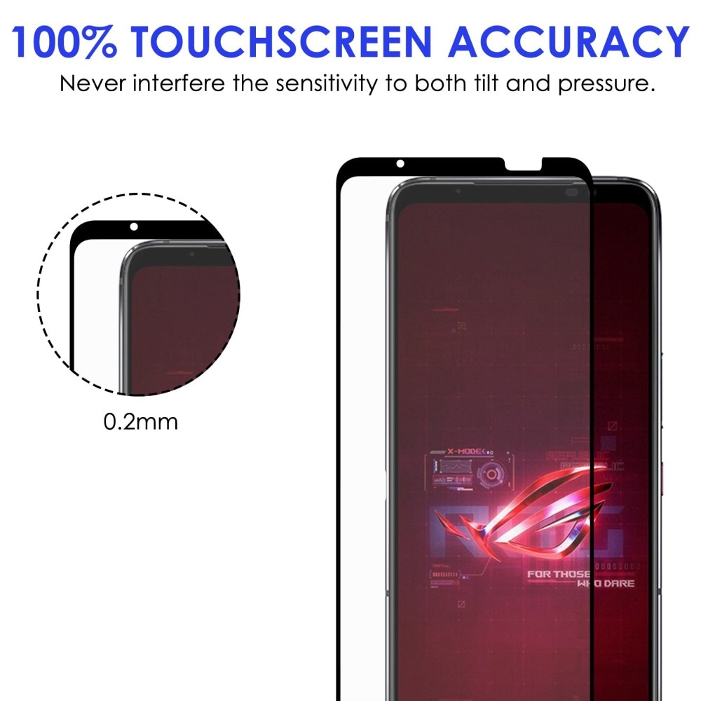 Full-fit Hærdet Glas Skærmbeskytter Asus ROG Phone 6/6 Pro sort