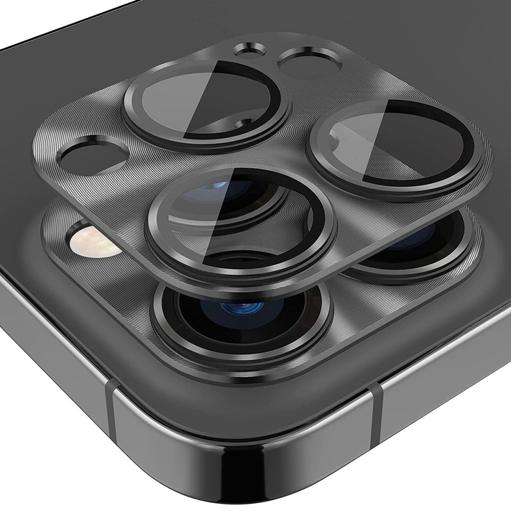 Kamerabeskyttelse Aluminium+Hærdet Glas iPhone 14 Pro Max sort