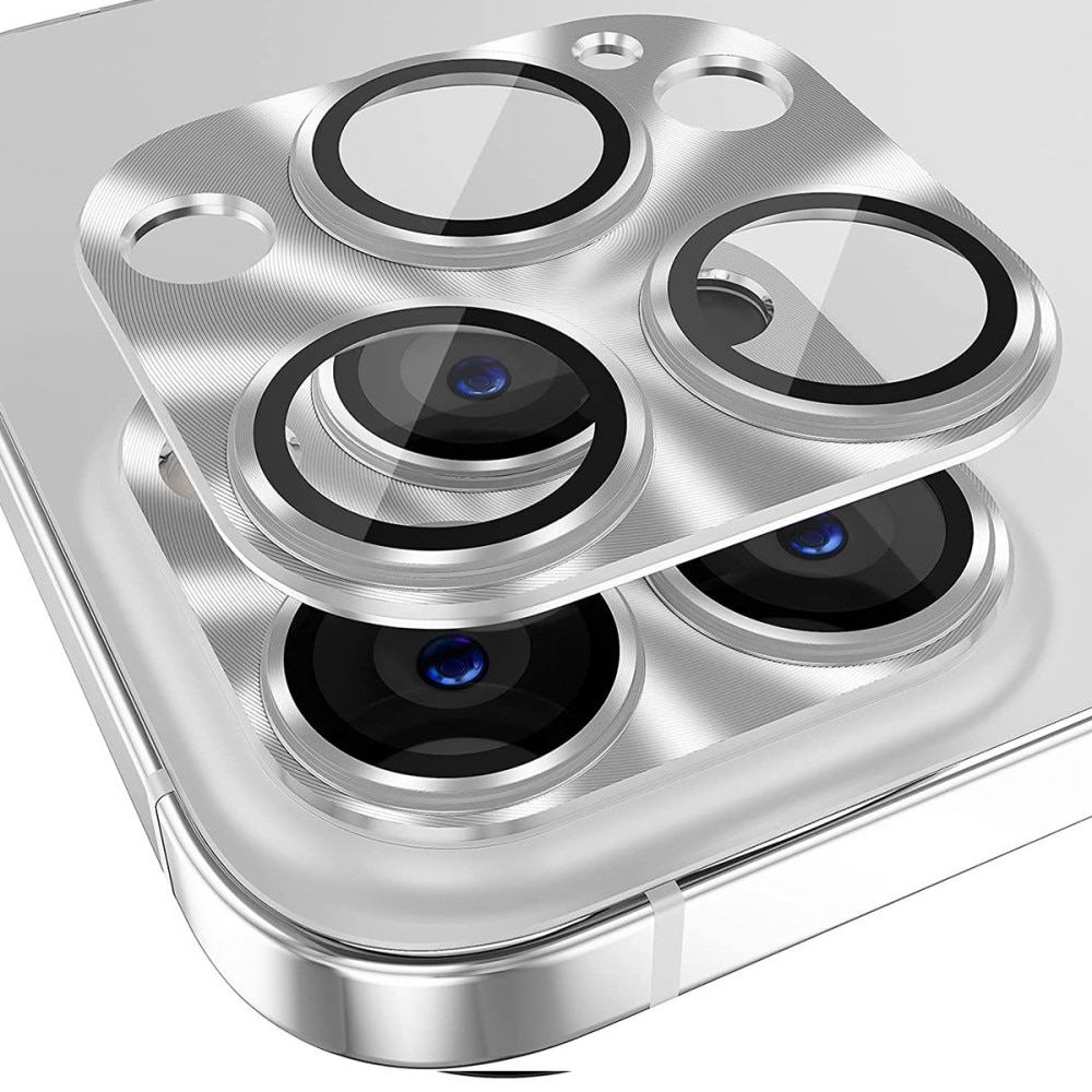 Kamerabeskyttelse Aluminium+Hærdet Glas iPhone 14 Pro/14 Pro Max sølv