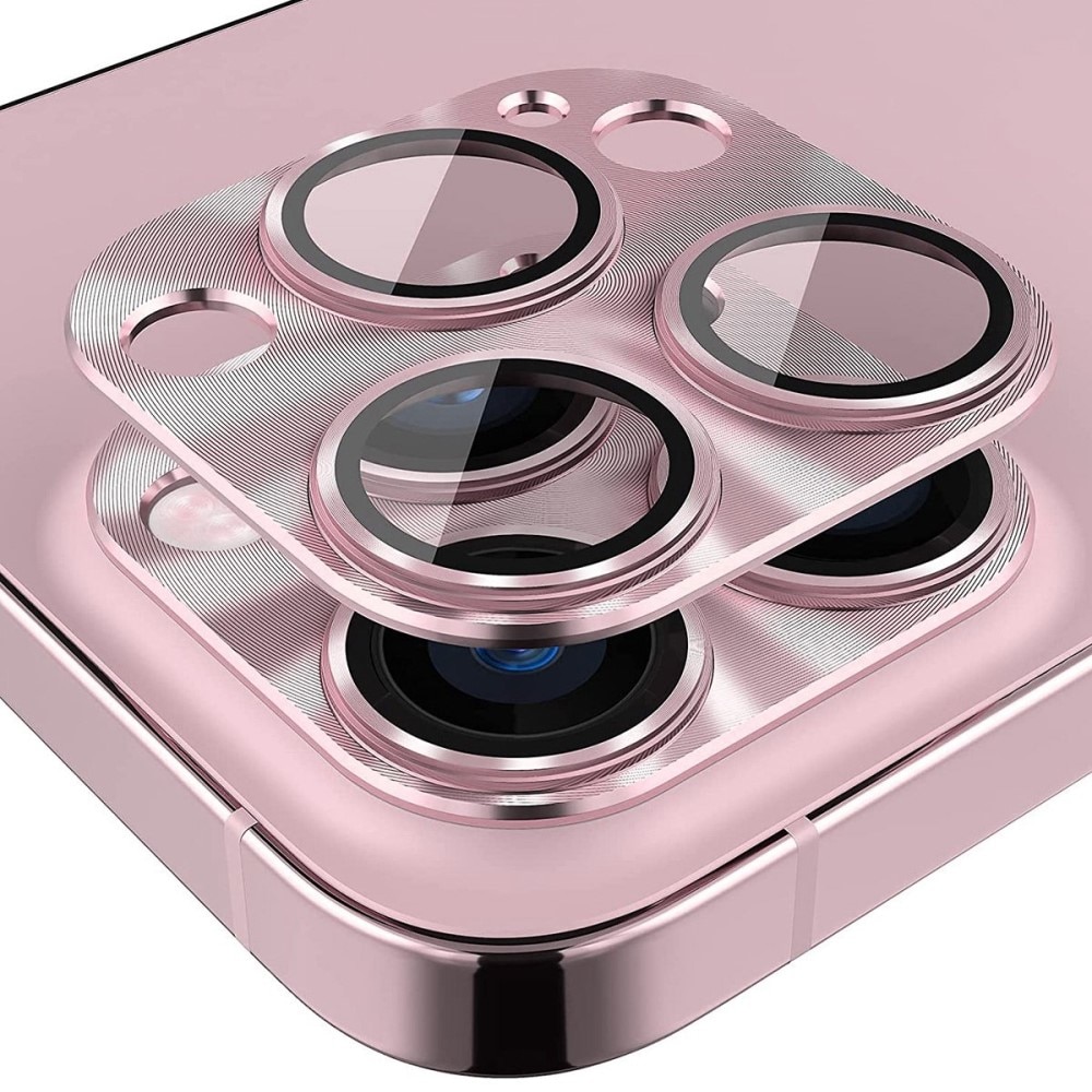 Kamerabeskyttelse Aluminium+Hærdet Glas iPhone 14 Pro/14 Pro Max lyserød