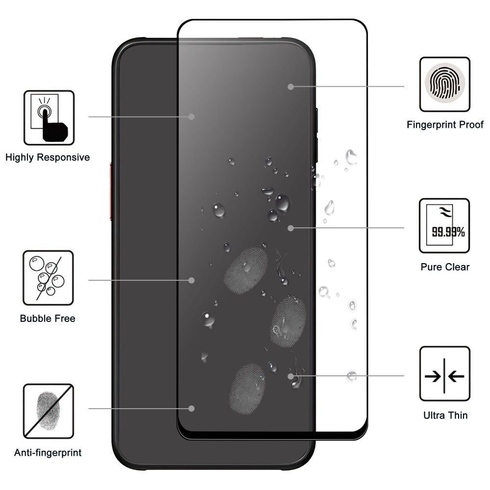 Full-fit Hærdet Glas Skærmbeskytter Samsung Galaxy Xcover 6 Pro sort