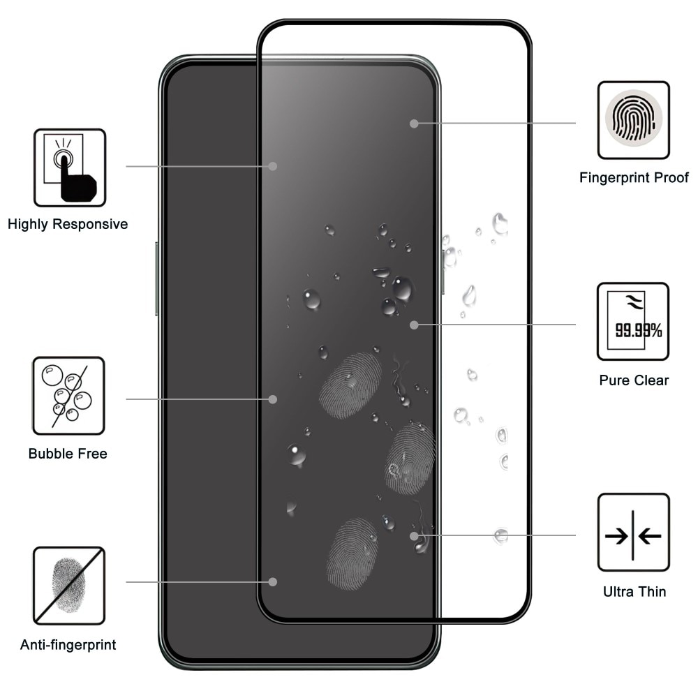 Full-fit Hærdet Glas Skærmbeskytter OnePlus 10T sort