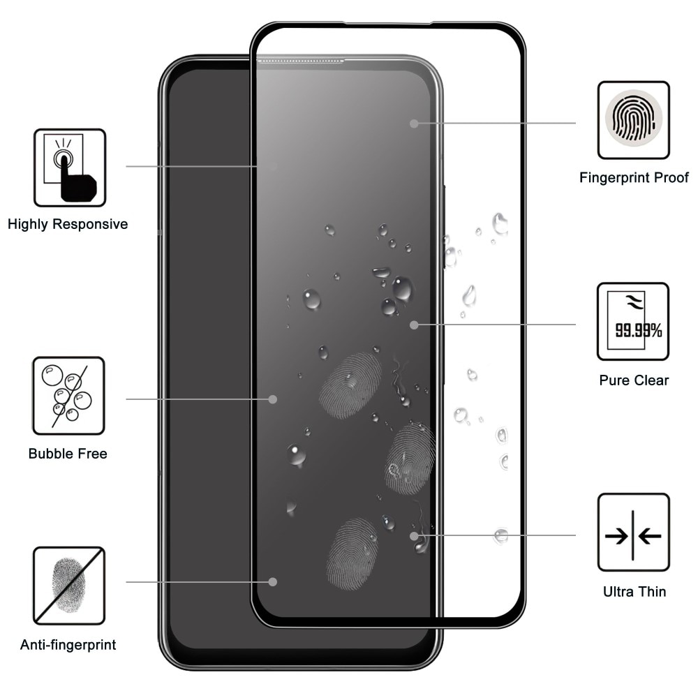 Full-fit Hærdet Glas Skærmbeskytter Asus Zenfone 9 sort