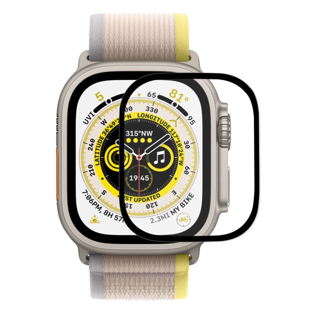 Full-fit Hærdet Glas Skærmbeskytter Apple Watch Ultra 49mm sort