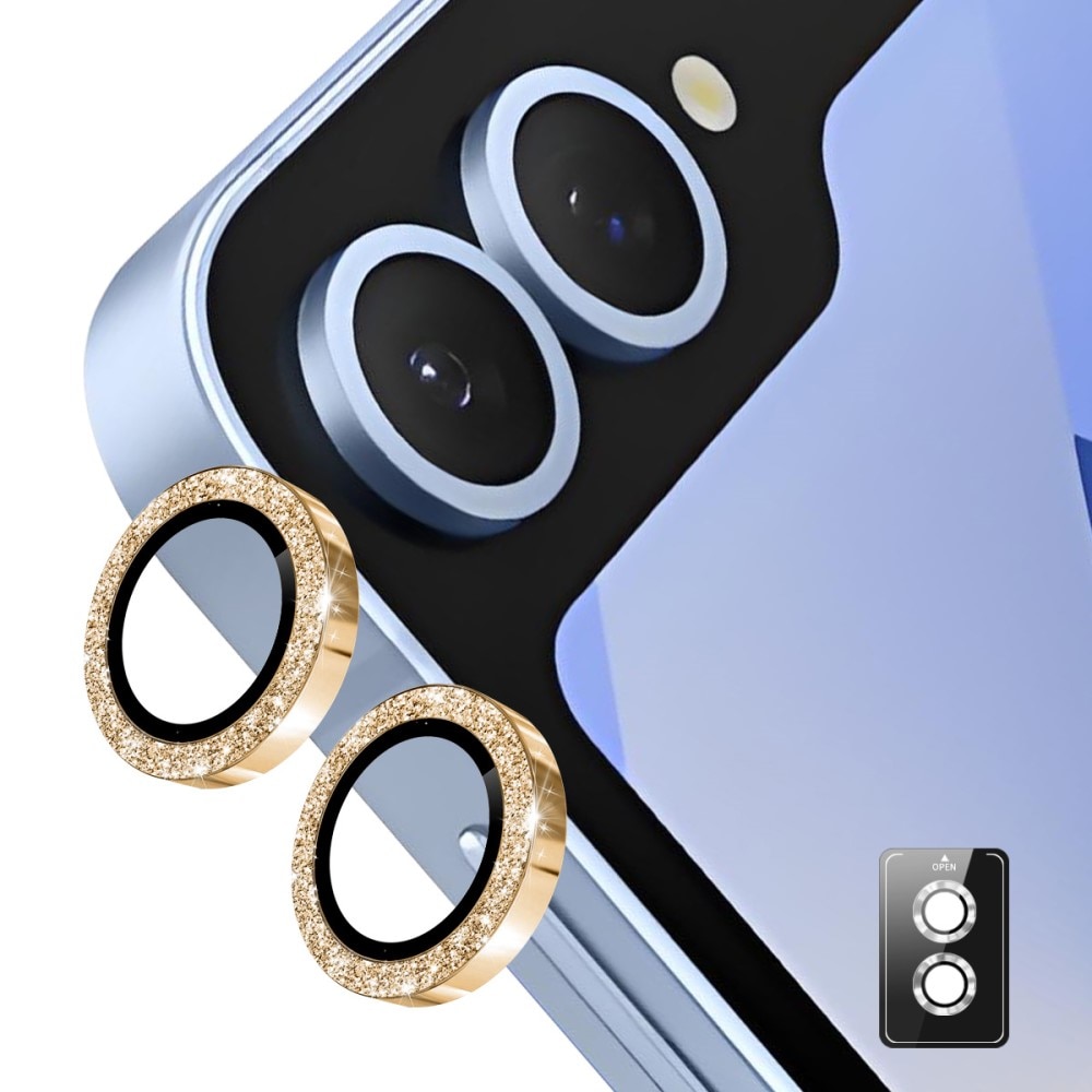 Glitter Linsebeskytter Aluminium Samsung Galaxy Z Flip 7 Guld
