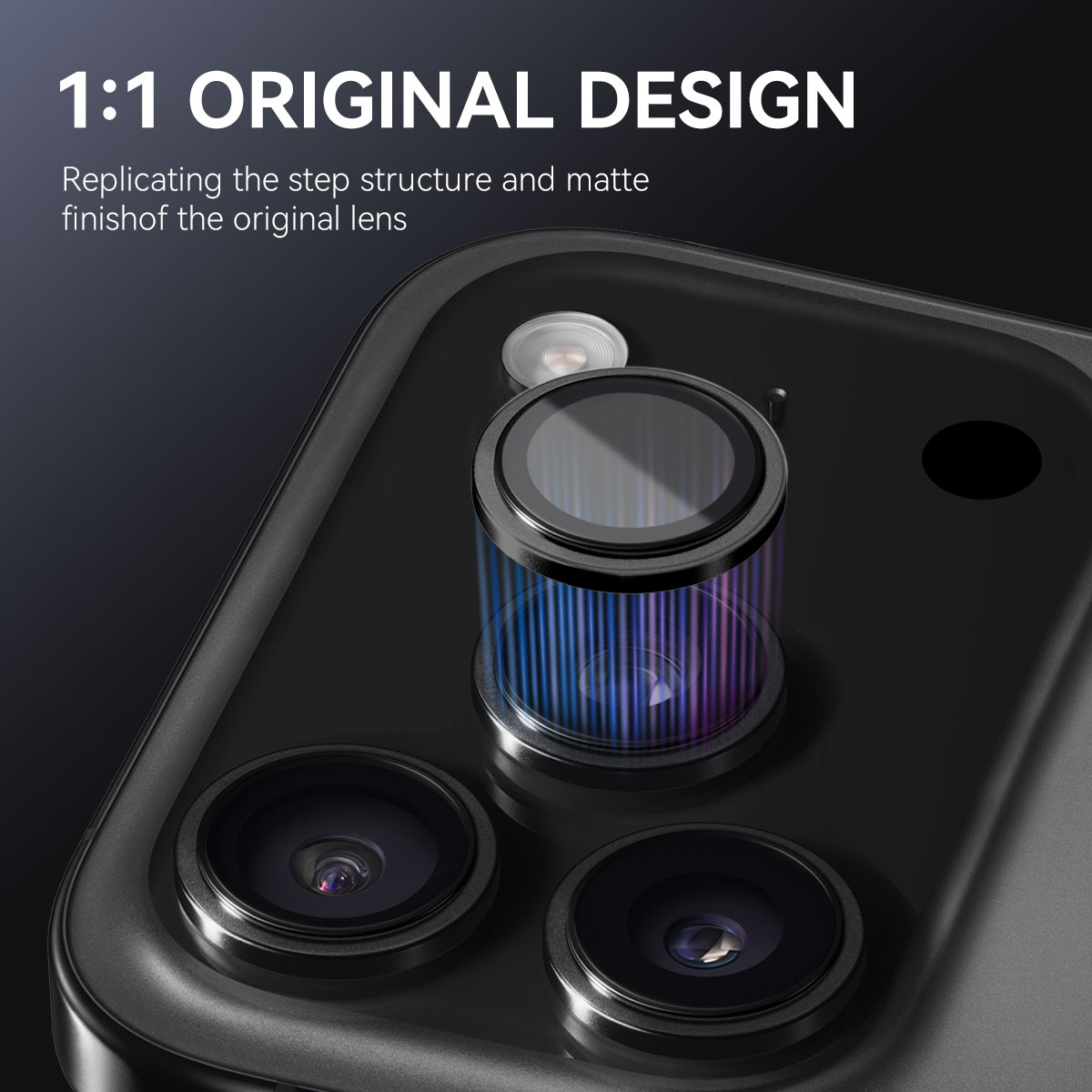 Linsebeskytter Hærdet Glas Aluminium iPhone 17 Pro Sort