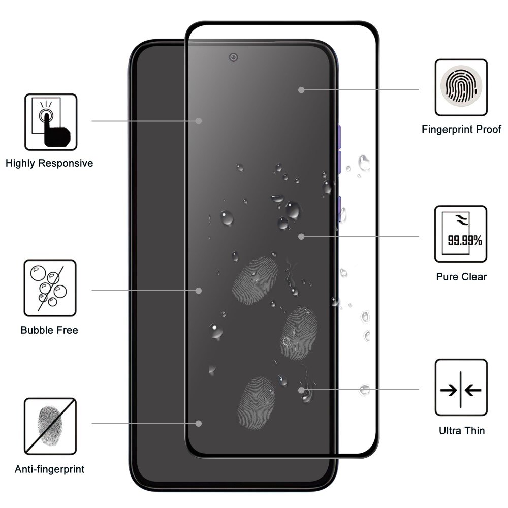 Full-fit Hærdet Glas Skærmbeskytter Motorola Edge 30 Neo sort