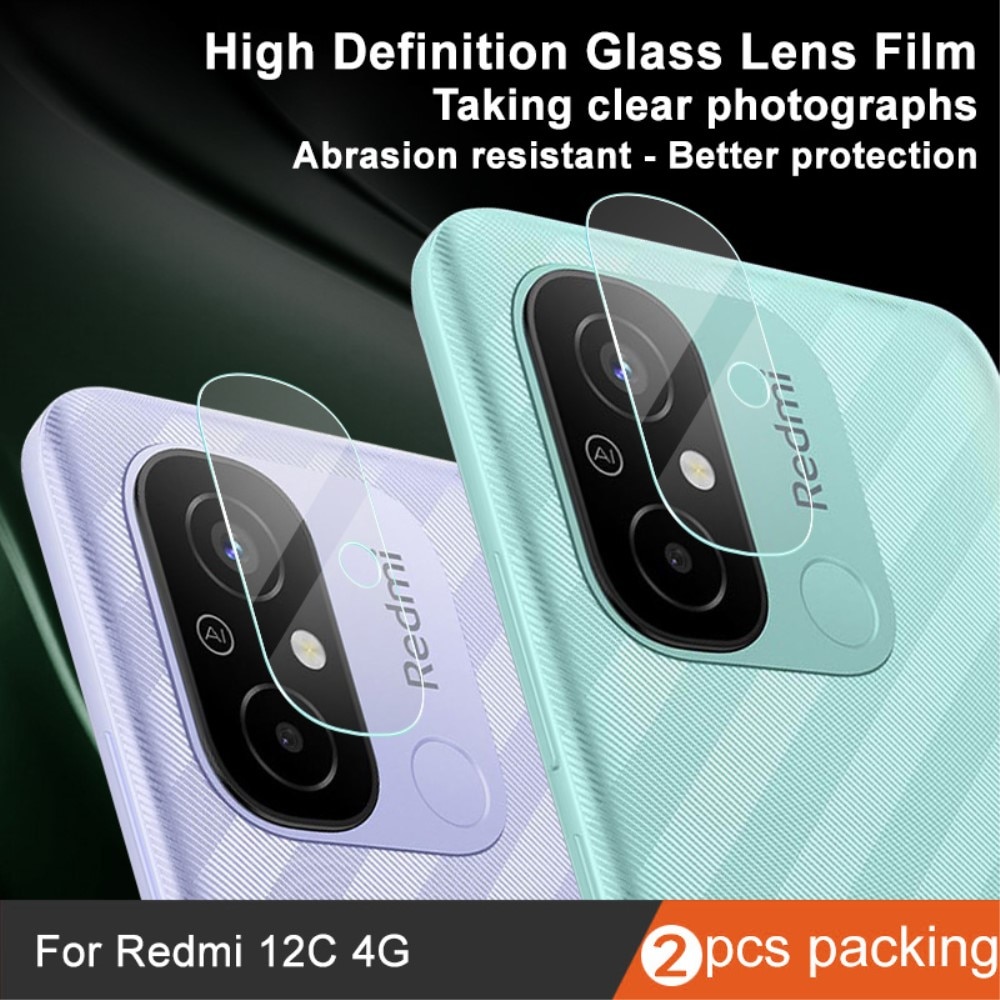 2-pak Hærdet Glas Linsebeskytter Xiaomi Redmi 12C gennemsigtig