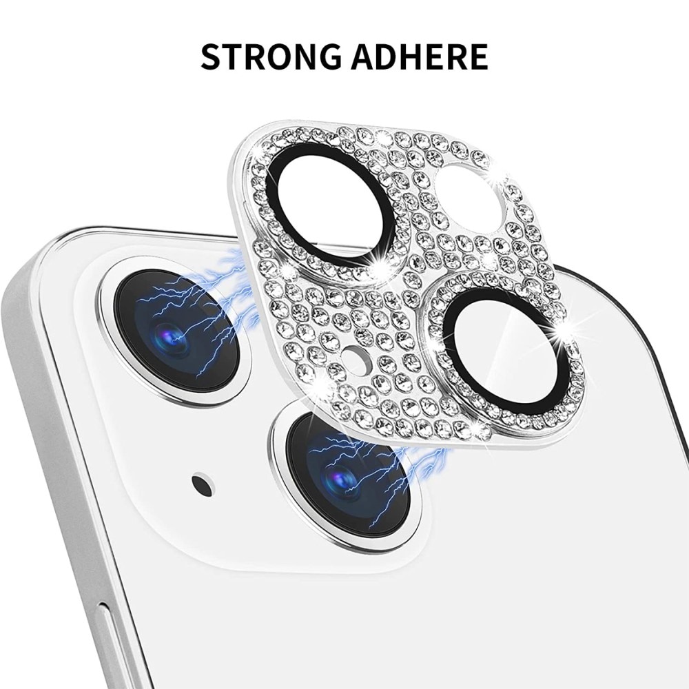Glitter Kamerabeskyttelse Aluminium+Hærdet Glas iPhone 14 guld