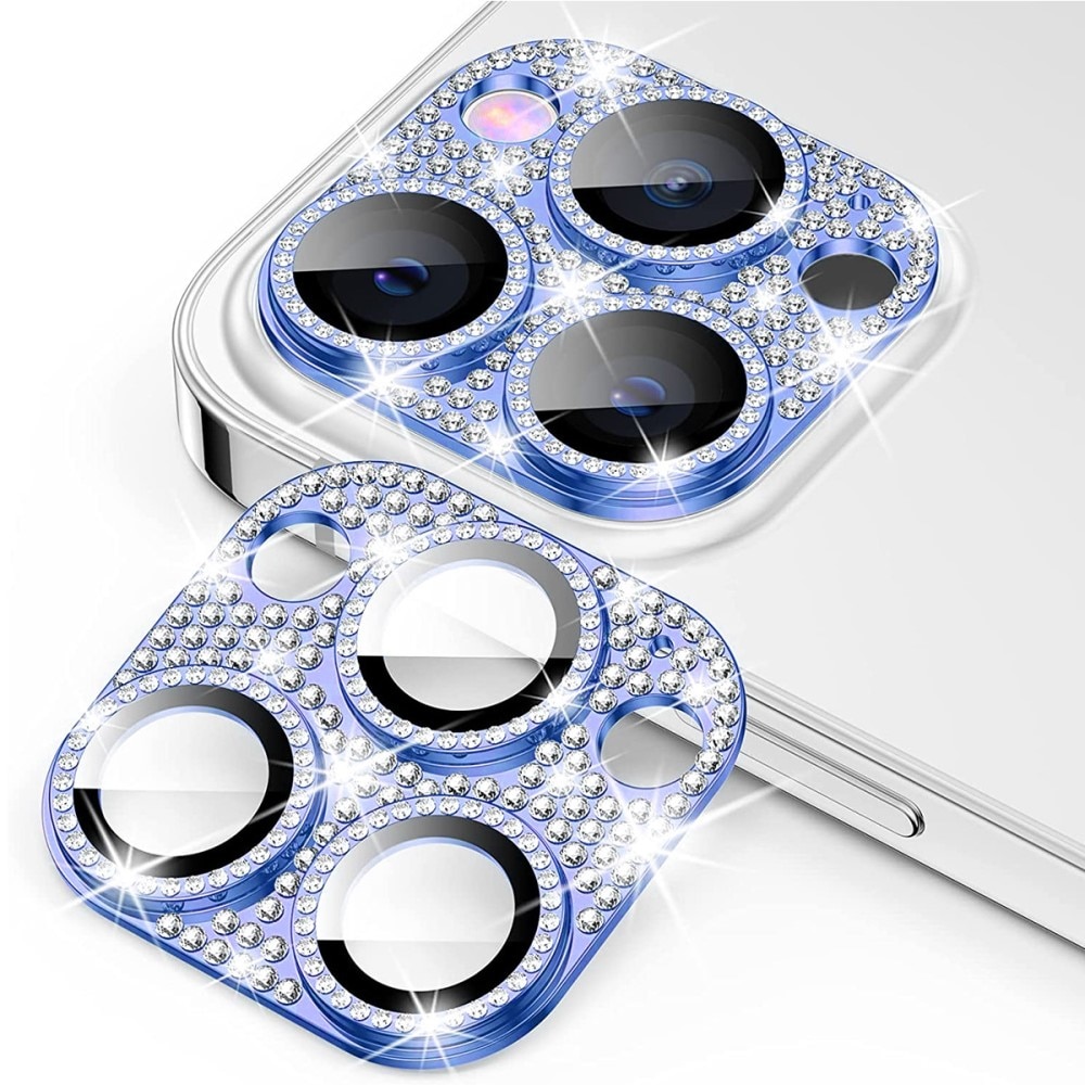 Glitter Kamerabeskyttelse Aluminium+Hærdet Glas iPhone 12 Pro blå