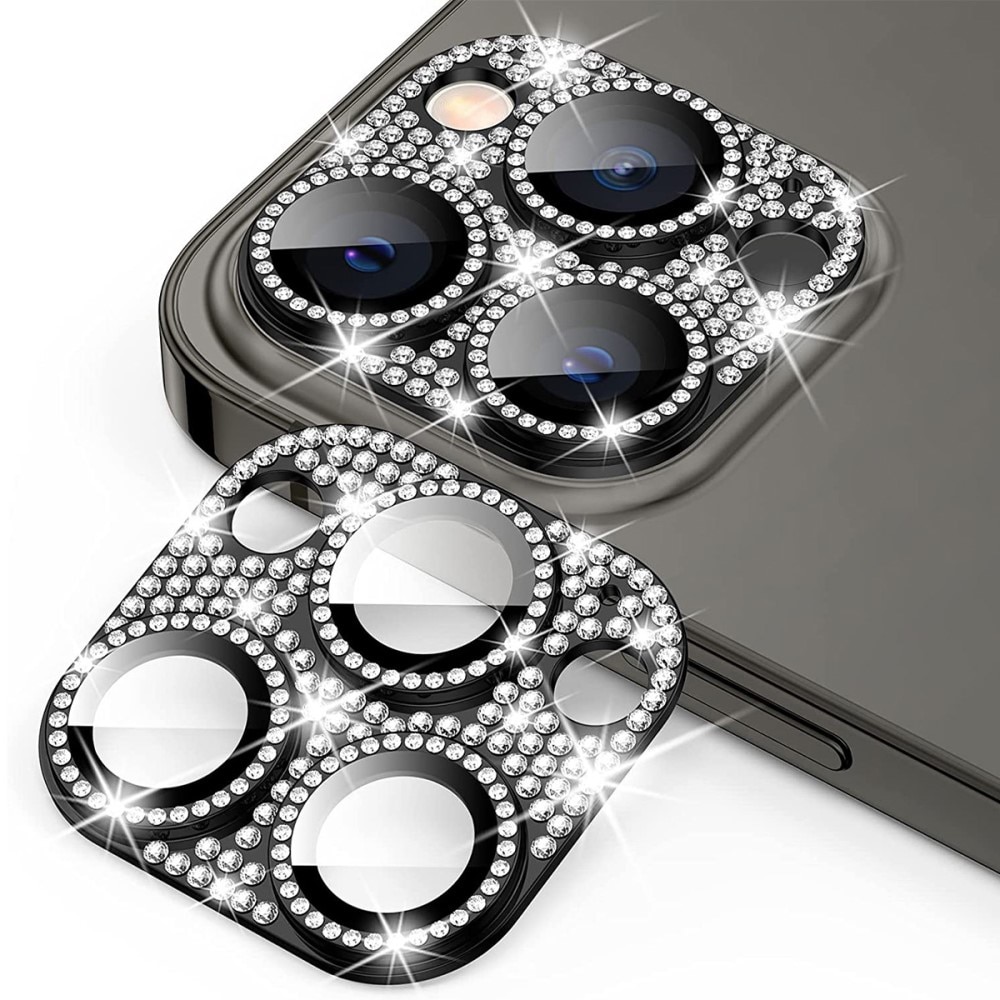 Glitter Kamerabeskyttelse Aluminium+Hærdet Glas iPhone 12 Pro Max sort
