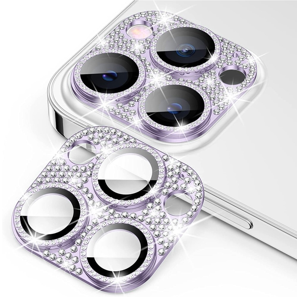 Glitter Kamerabeskyttelse Aluminium+Hærdet Glas iPhone 12 Pro Max lila