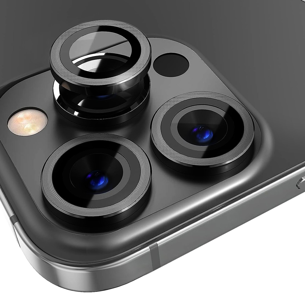 Linsebeskytter Hærdet Glas Aluminium iPhone 13 Pro Sort