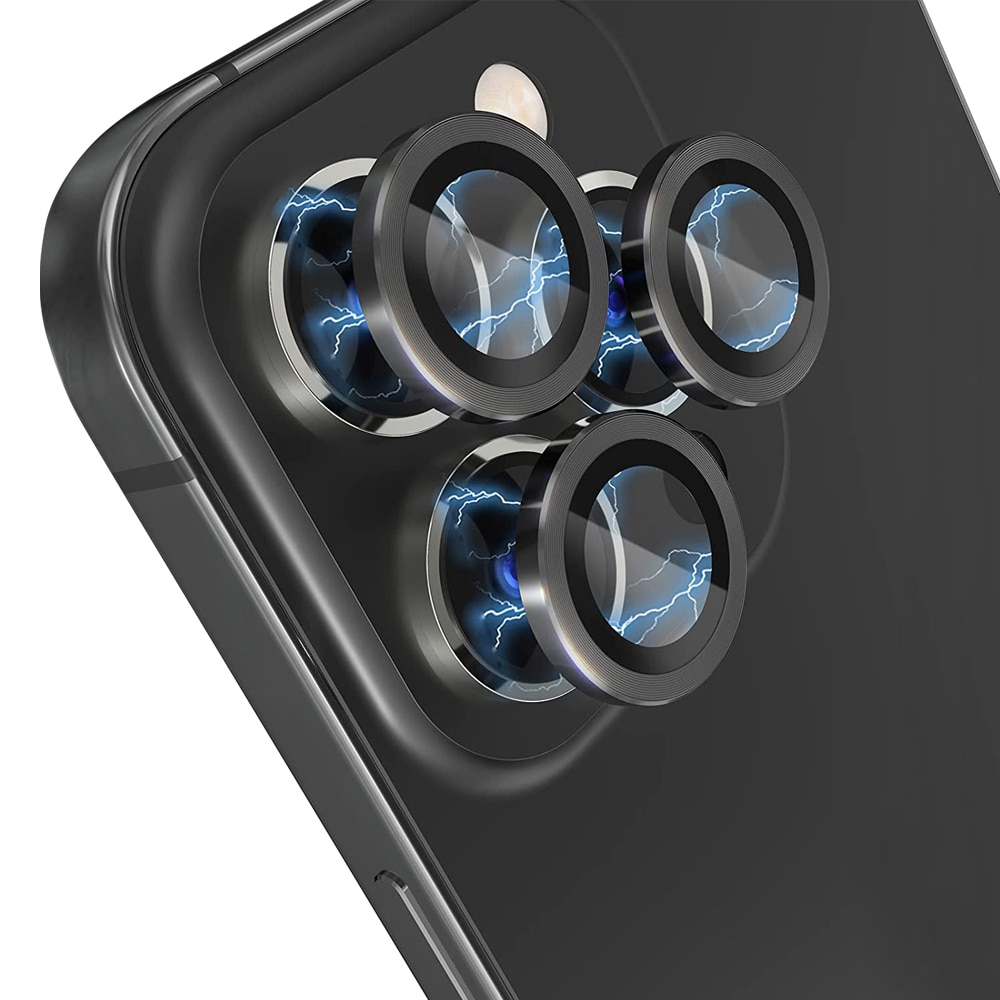 Linsebeskytter Hærdet Glas Aluminium iPhone 13 Pro Sort