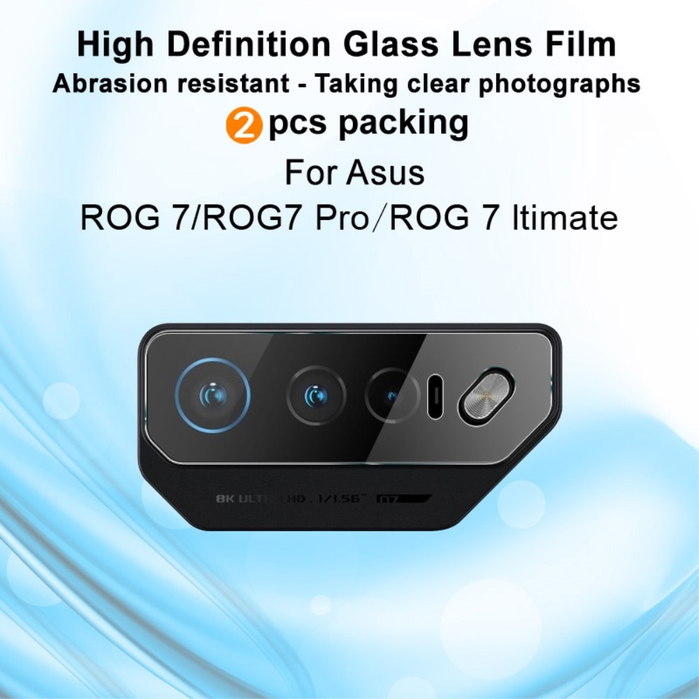 2-pak Hærdet Glas Linsebeskytter Asus ROG Phone 7 gennemsigtig