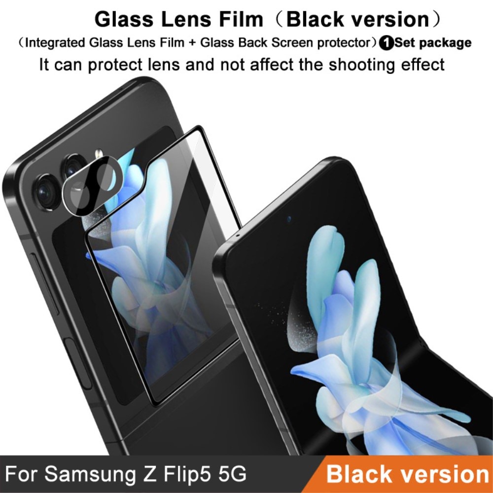 Hærdet Glas Linsebeskytter + Skærmbeskytter Samsung Galaxy Z Flip 5 sort