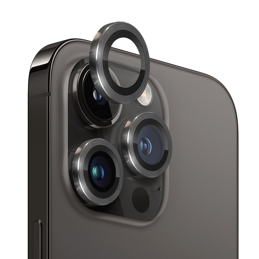 Linsebeskytter Hærdet Glas Aluminium iPhone 12 Pro Sort