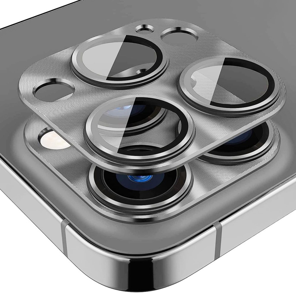 Kamerabeskyttelse Aluminium+Hærdet Glas iPhone 15 Pro grå