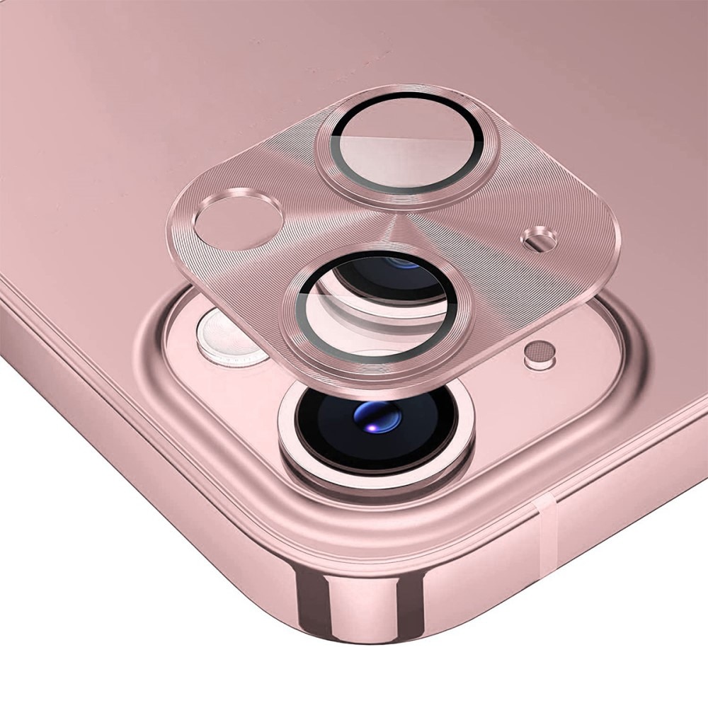 Kamerabeskyttelse Aluminium+Hærdet Glas iPhone 15 lyserød