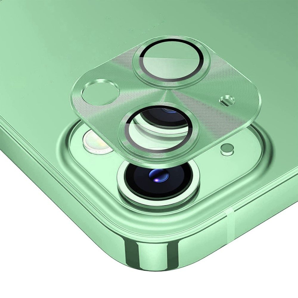 Kamerabeskyttelse Aluminium+Hærdet Glas iPhone 15 grøn