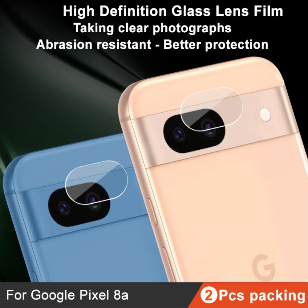 2-pak Hærdet Glas Linsebeskytter Google Pixel 8a gennemsigtig